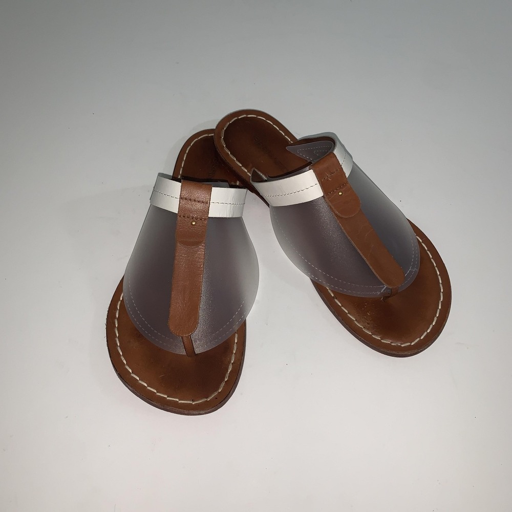 Bernardo Sandals Womens Size 8 Brown Leather Thong Flat Slip On Colorblock